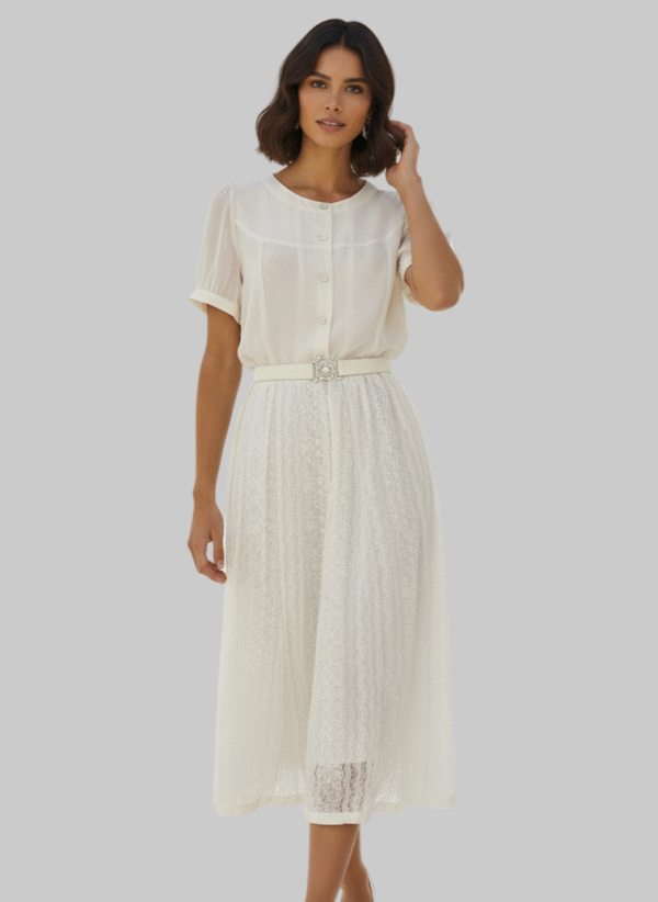 Vestido Midi de Crêpe de Seda y Encaje: Elegancia Atemporal