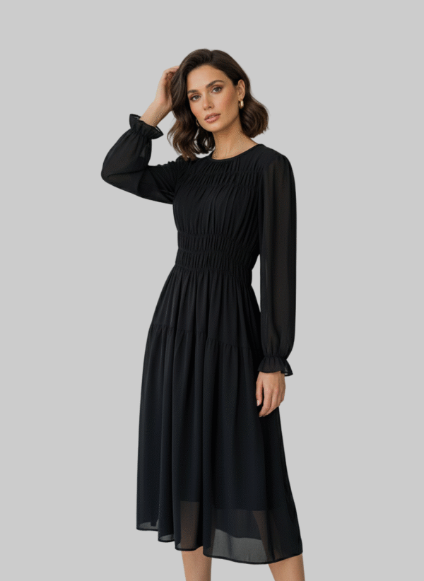 Vestido Midi Negro Sofisticado: La Esencia de la Elegancia
